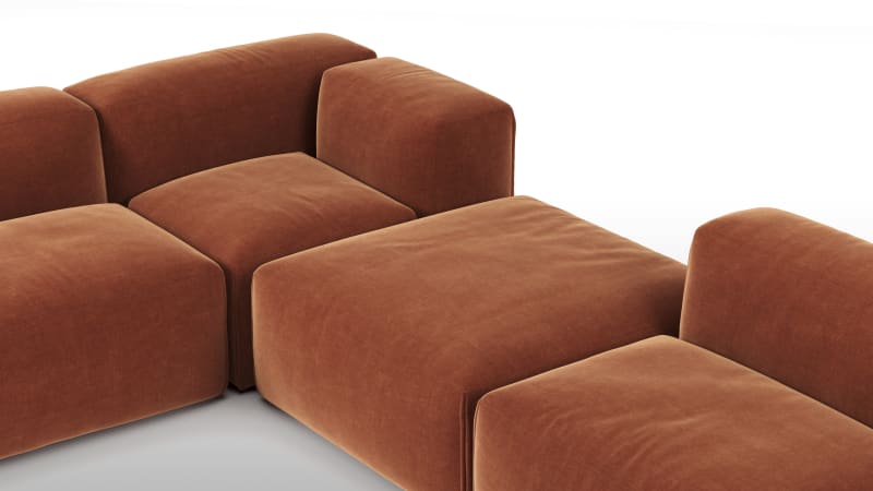 Le Mura Sectional Sofa, Eight Seater, Left, Rust Chenille