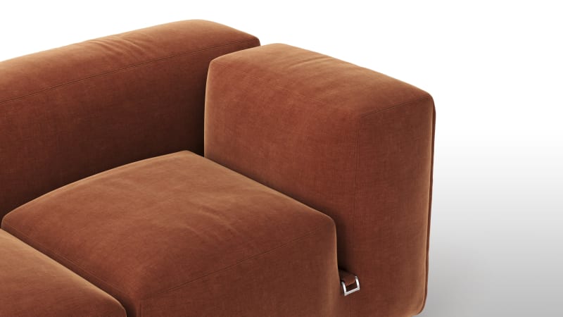 Le Mura Sectional Sofa, Eight Seater, Left, Rust Chenille