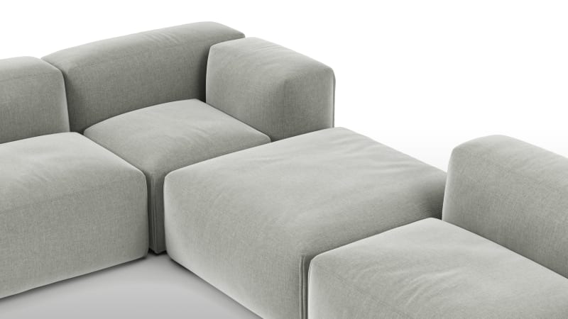 Le Mura Sectional Sofa, Eight Seater, Left, Soft Gray Brushed Weave