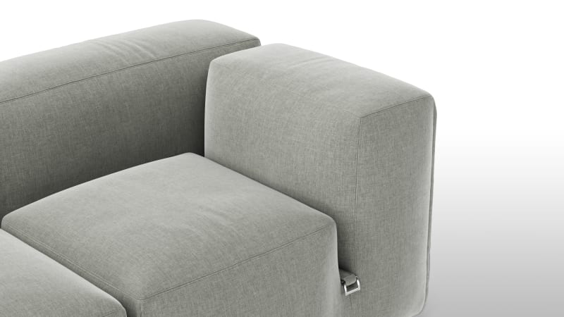 Le Mura Sectional Sofa, Eight Seater, Left, Soft Gray Brushed Weave