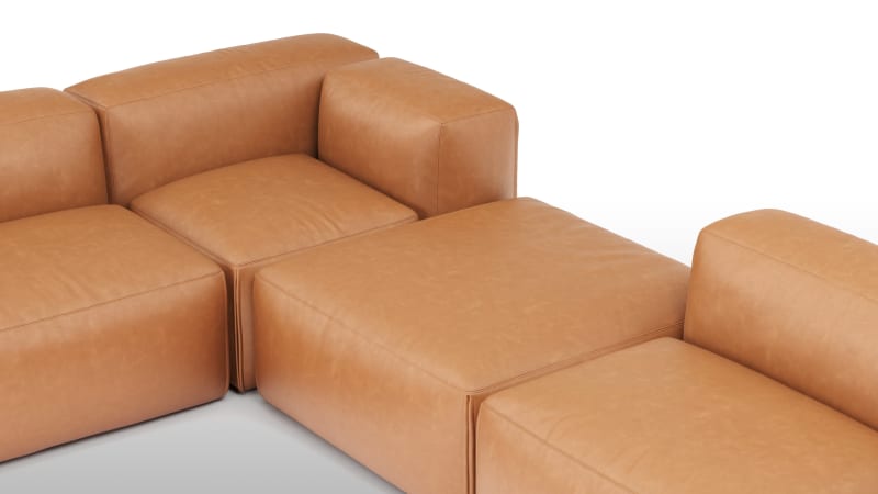 Le Mura Sectional Sofa, Eight Seater, Left, Tan Vegan Leather