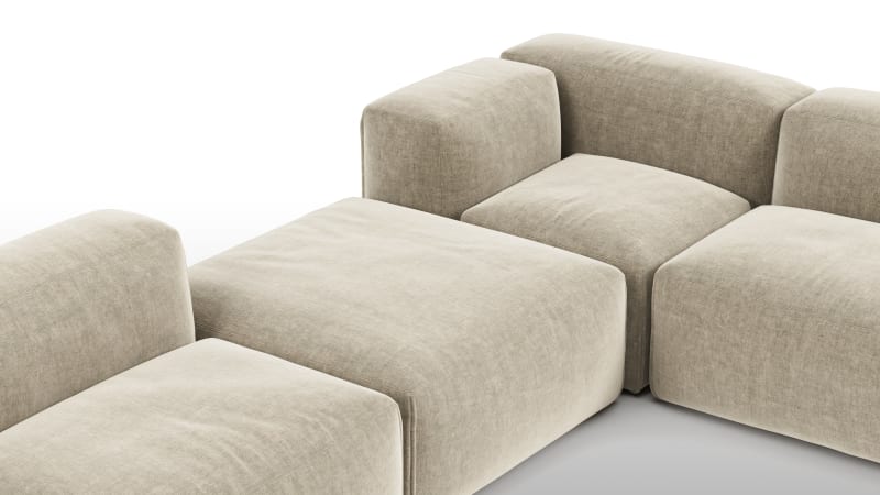 Le Mura Sectional Sofa, Eight Seater, Right, Beige Gray Chenille