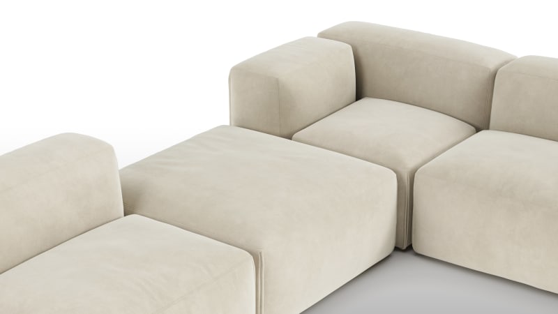 Le Mura Sectional Sofa, Eight Seater, Right, Eggshell Vegan Suede