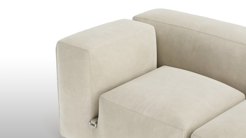 Le Mura Sectional Sofa, Eight Seater, Right, Eggshell Vegan Suede