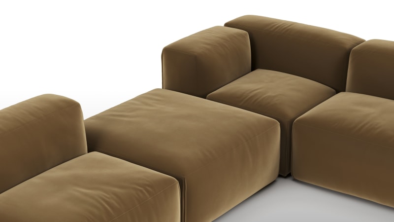 Le Mura Sectional Sofa, Eight Seater, Right, Old Gold Luxe Velvet