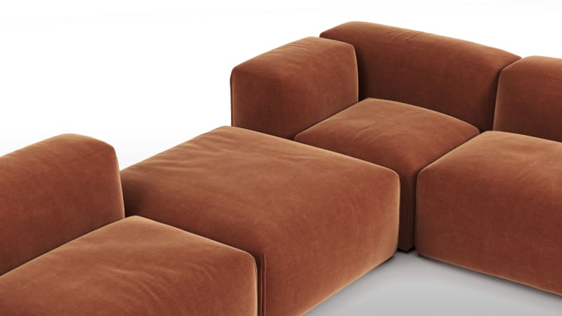 Le Mura Sectional Sofa, Eight Seater, Right, Rust Chenille