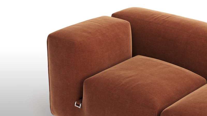 Le Mura Sectional Sofa, Eight Seater, Right, Rust Chenille