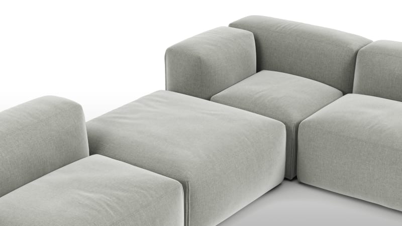 Le Mura Sectional Sofa, Eight Seater, Right, Soft Gray Brushed Weave