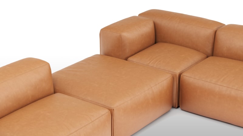 Le Mura Sectional Sofa, Eight Seater, Right, Tan Vegan Leather