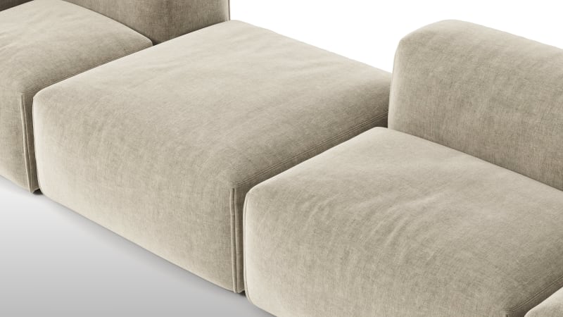 Le Mura Sectional Sofa, Four Seater, Left, Beige Gray Chenille