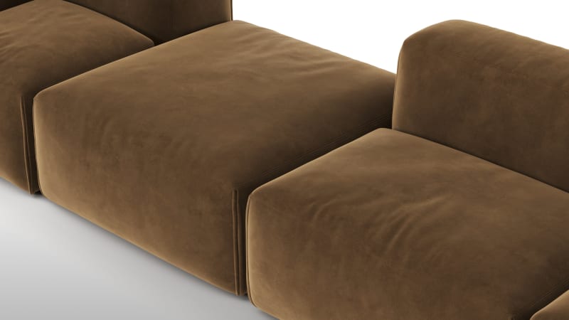 Le Mura Sectional Sofa, Four Seater, Left, Brown Vegan Suede