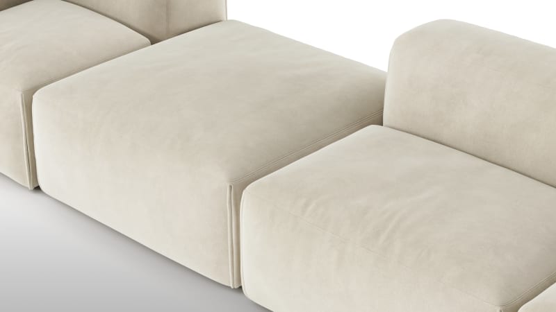 Le Mura Sectional Sofa, Four Seater, Left, Eggshell Vegan Suede