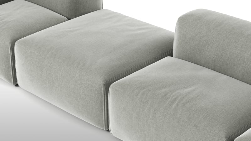 Le Mura Sectional Sofa, Four Seater, Left, Soft Gray Brushed Weave
