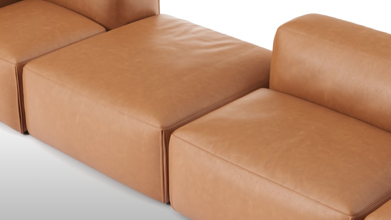 Le Mura Sectional Sofa, Four Seater, Left, Tan Vegan Leather
