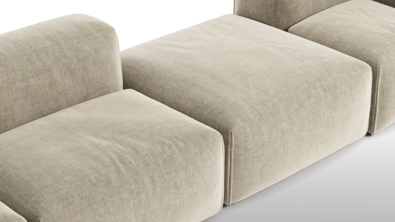 Le Mura Sectional Sofa, Four Seater, Right, Beige Gray Chenille