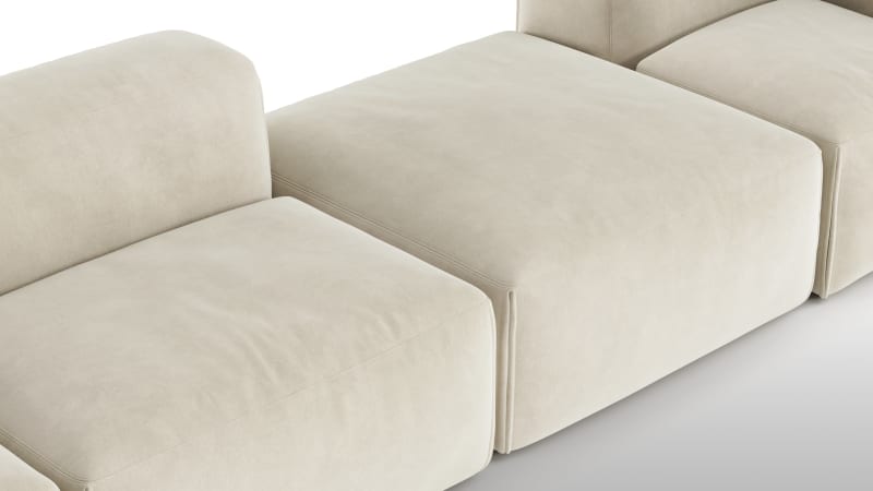 Le Mura Sectional Sofa, Four Seater, Right, Eggshell Vegan Suede