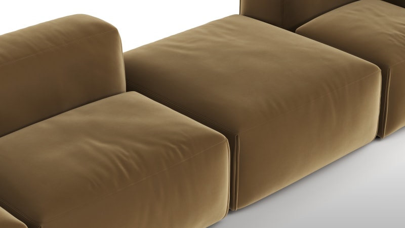Le Mura Sectional Sofa, Four Seater, Right, Old Gold Luxe Velvet