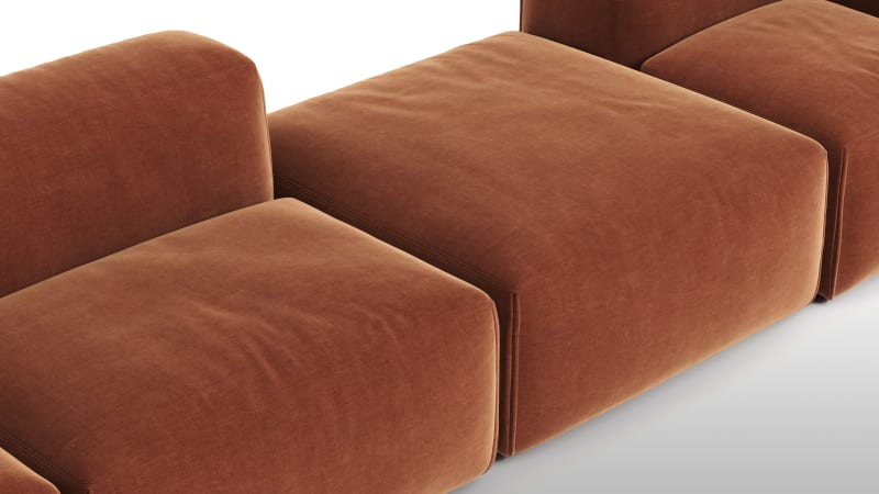 Le Mura Sectional Sofa, Four Seater, Right, Rust Chenille