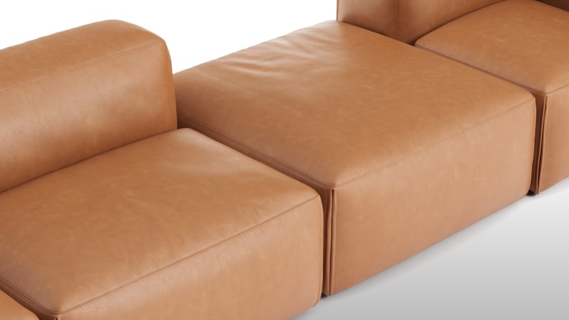 Le Mura Sectional Sofa, Four Seater, Right, Tan Vegan Leather