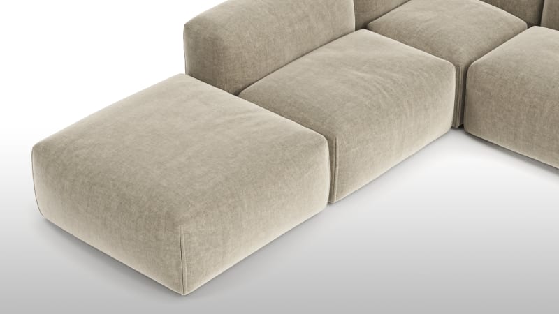 Le Mura Sectional Sofa, Left Corner, Beige Gray Chenille