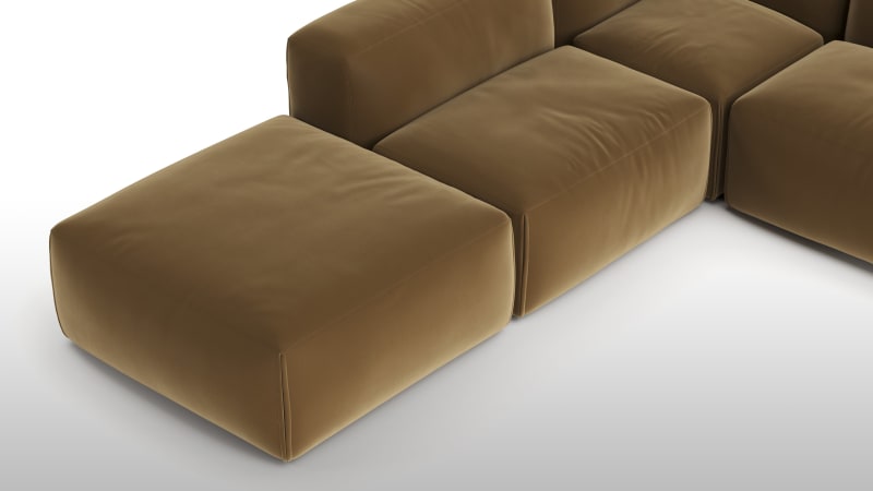 Le Mura Sectional Sofa, Left Corner, Old Gold Luxe Velvet