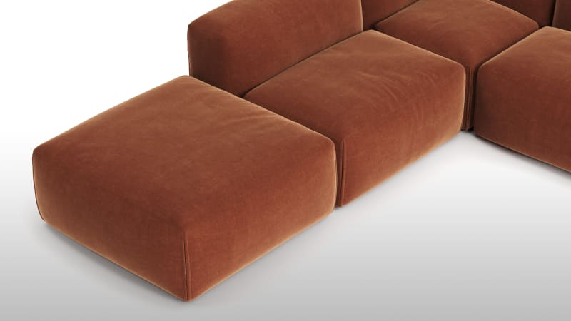 Le Mura Sectional Sofa, Left Corner, Rust Chenille