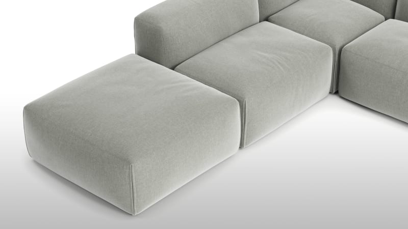 Le Mura Sectional Sofa, Left Corner, Soft Gray Brushed Weave