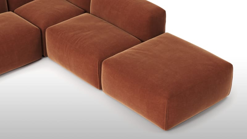 Le Mura Sectional Sofa, Right Corner, Rust Chenille