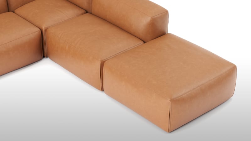 Le Mura Sectional Sofa, Right Corner, Tan Vegan Leather