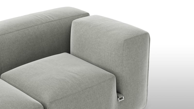 Le Mura Three Seater Sofa, Soft Gray Brushed Weave