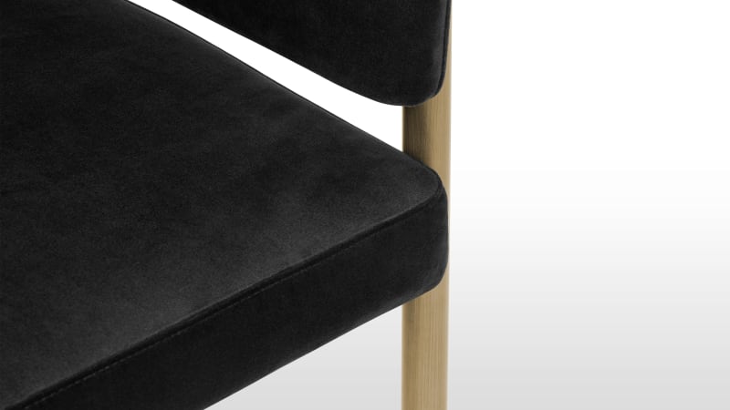 Esme Dining Chair, Black Plush Velvet and Brushed Brass