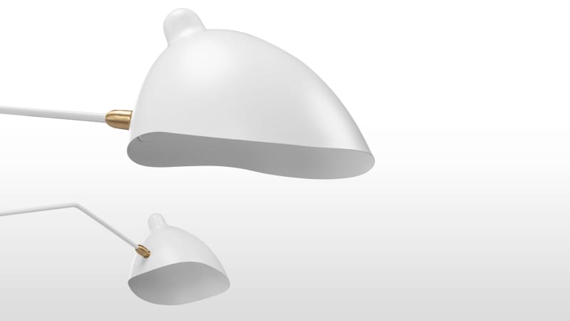 Mouille Ceiling Light, Three Arms, White, W249cm