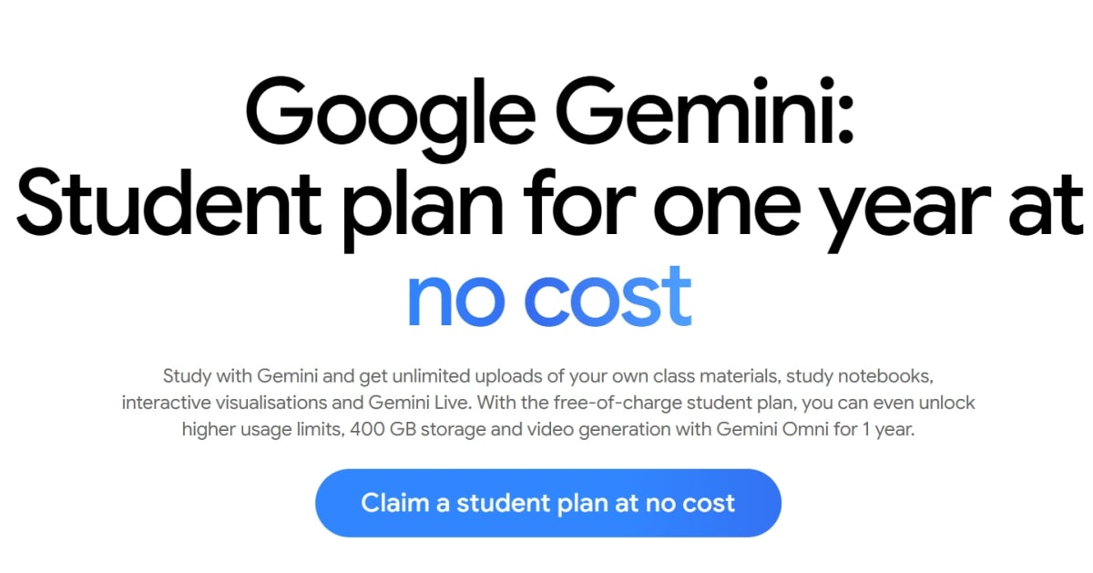 How to Get the Google Gemini Student Plan for 1 Year at No Cost