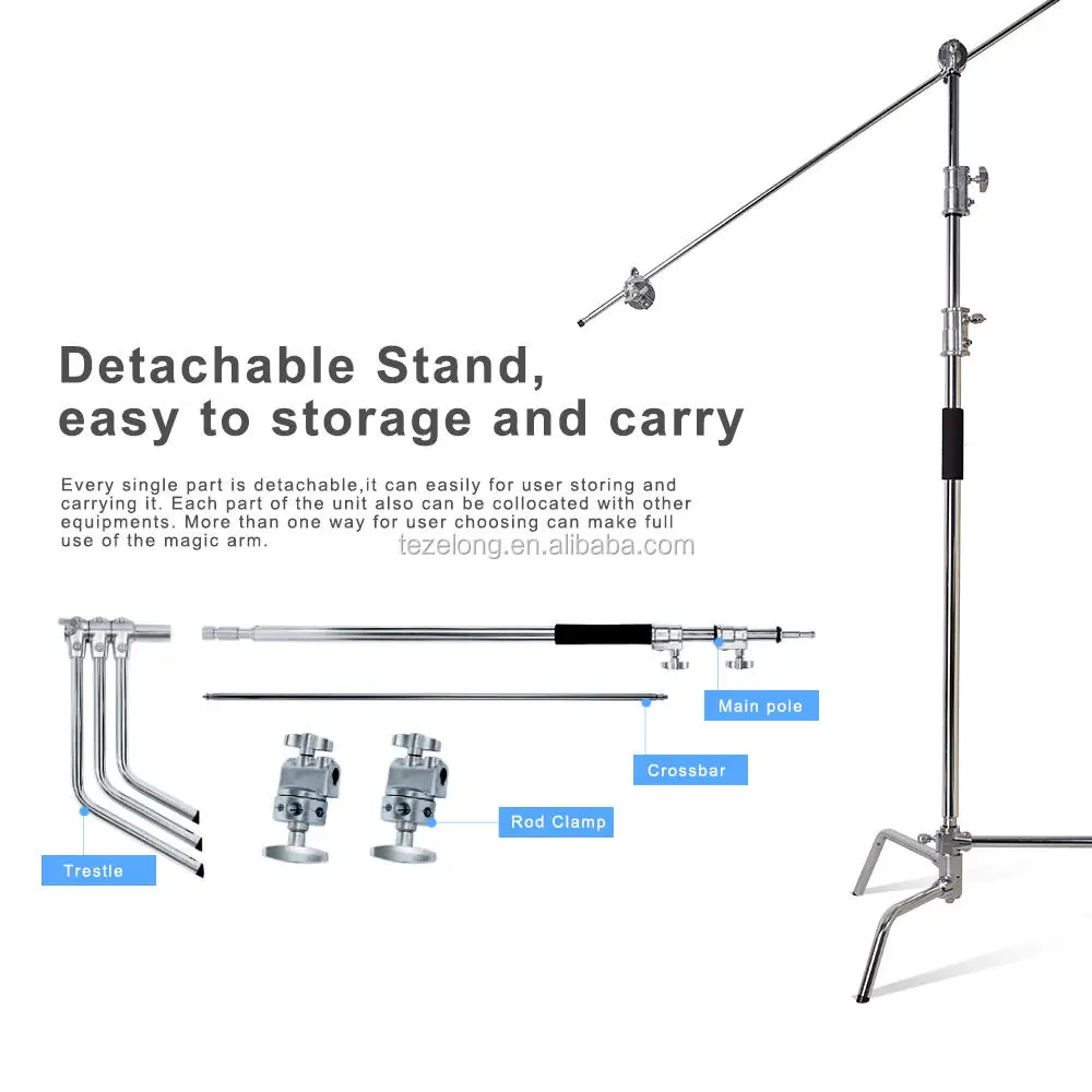 Pied C-stand StudioKing FT-3203S Avec Bras Perche, Hauteur 328cm, Neuf