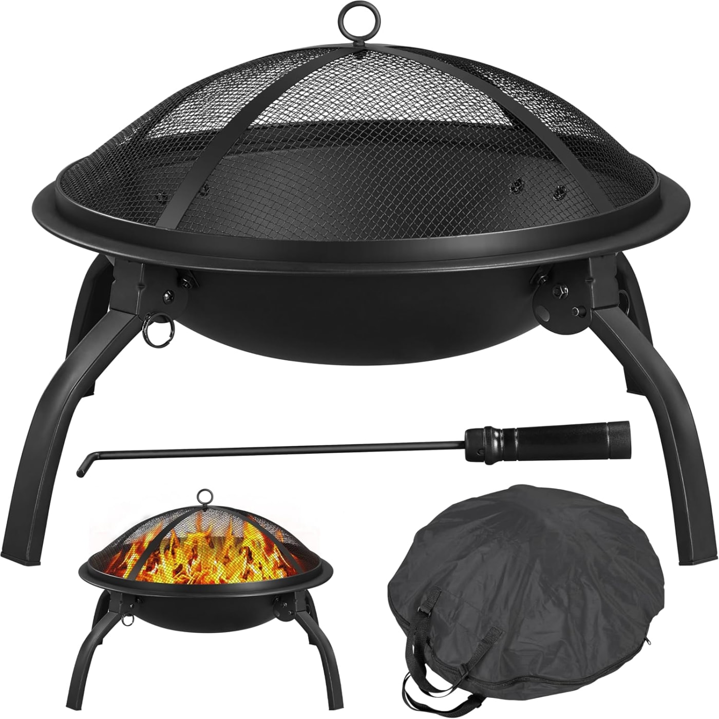 Yaheetech Feuerstelle Ø 54 cm mit Funkenschutzdeckel