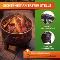 GARDEBRUK Feuerschale mit Funkenschutz Ø 66 cm: Seitenansicht