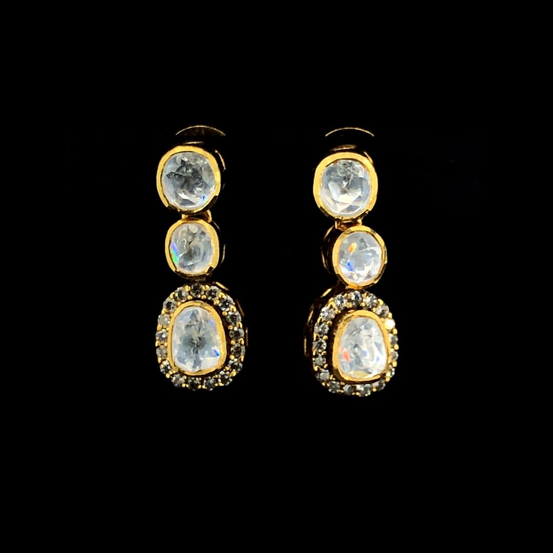 Polki Triple Drop Earrings