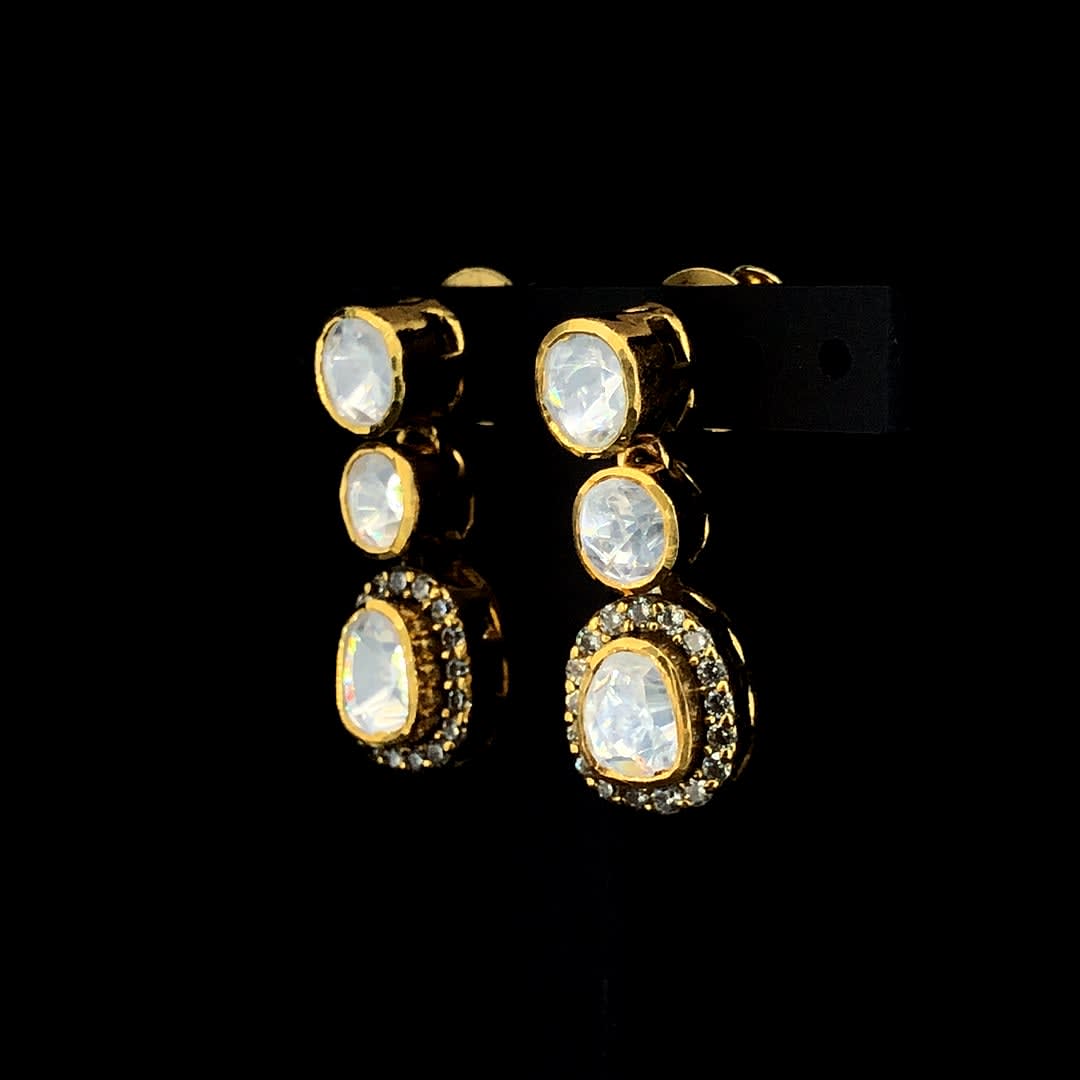 Polki Triple Drop Earrings