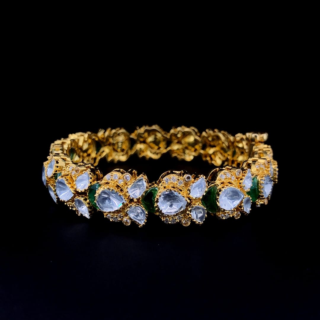 Royal Emerald Polki Floral Bracelet
