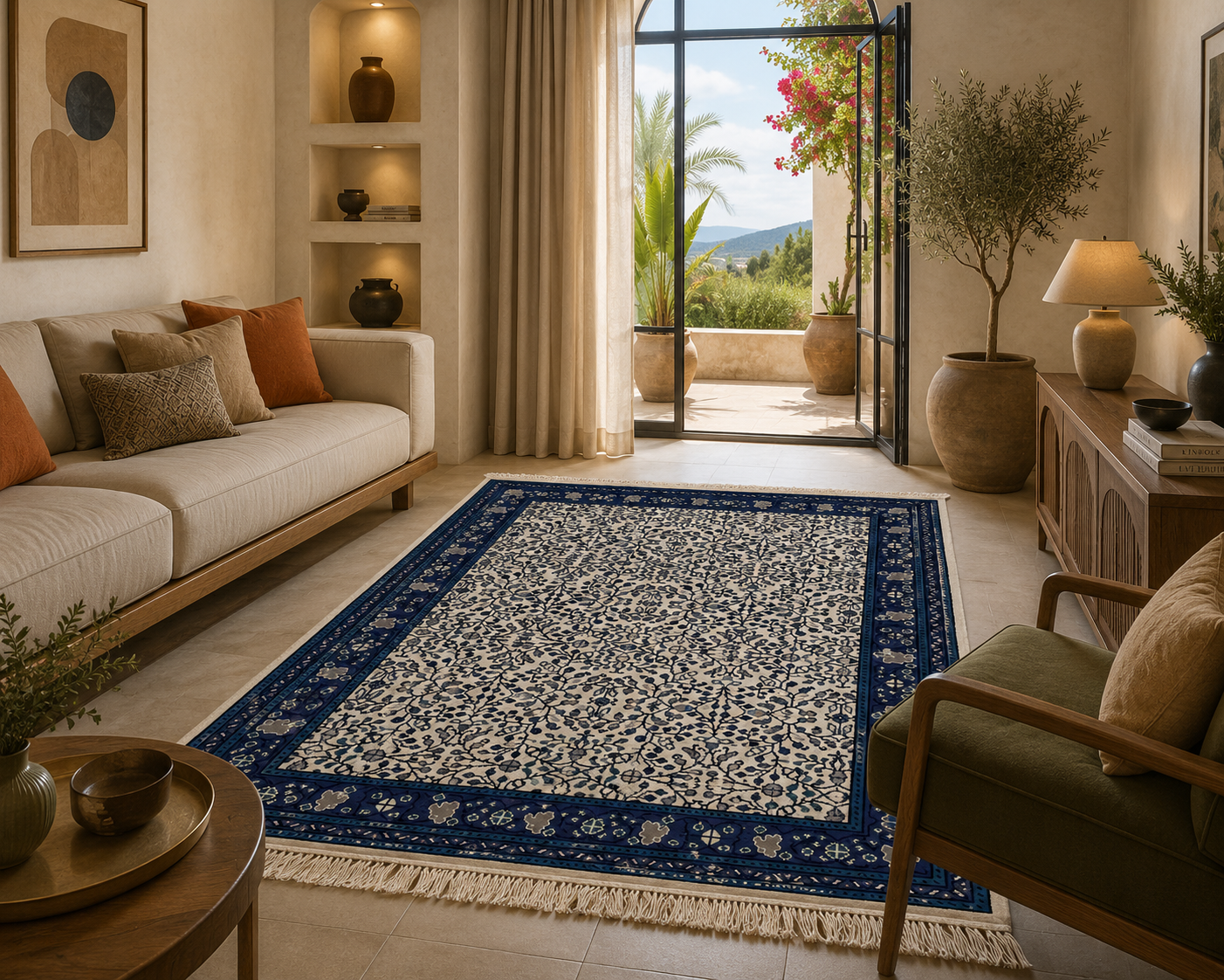 fleur jasmin3, tapis artisanal tunisien