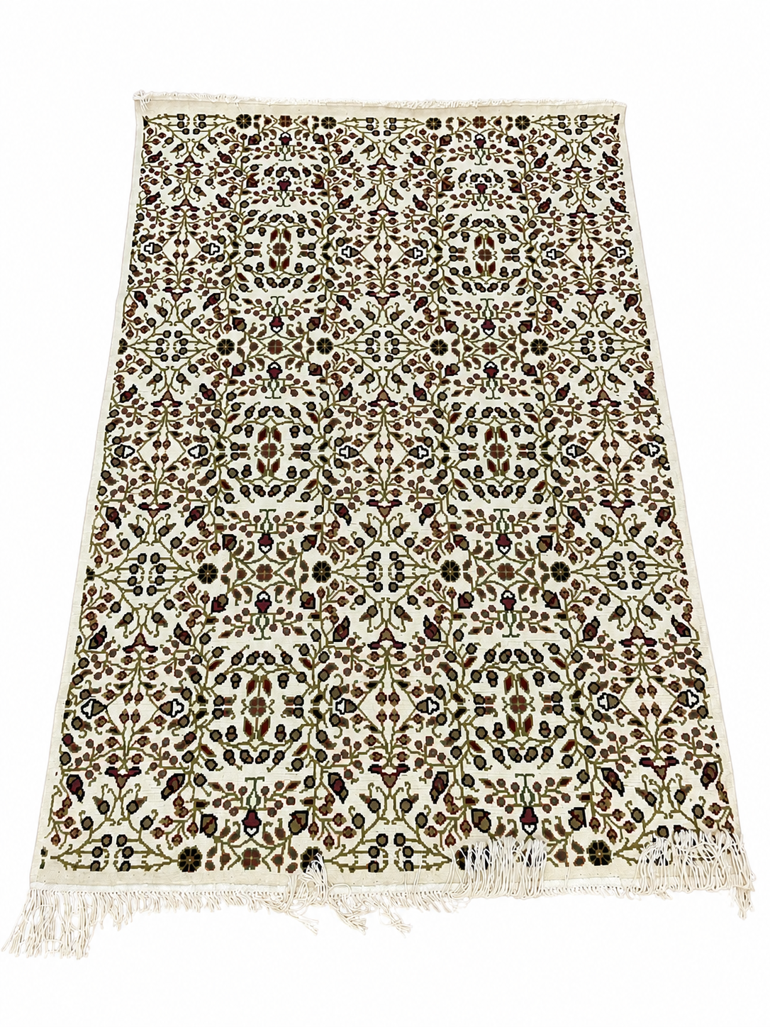 fleurjasminbeigevert, tapis artisanal tunisien
