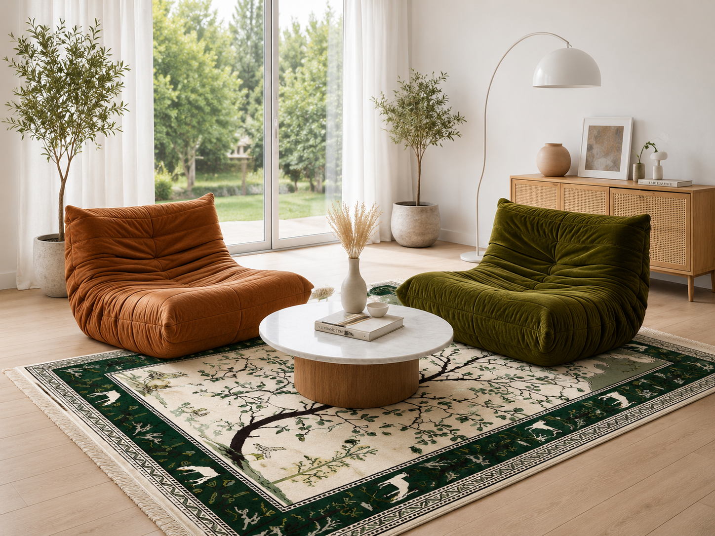 tapis arbre de vie vert3, tapis artisanal tunisien