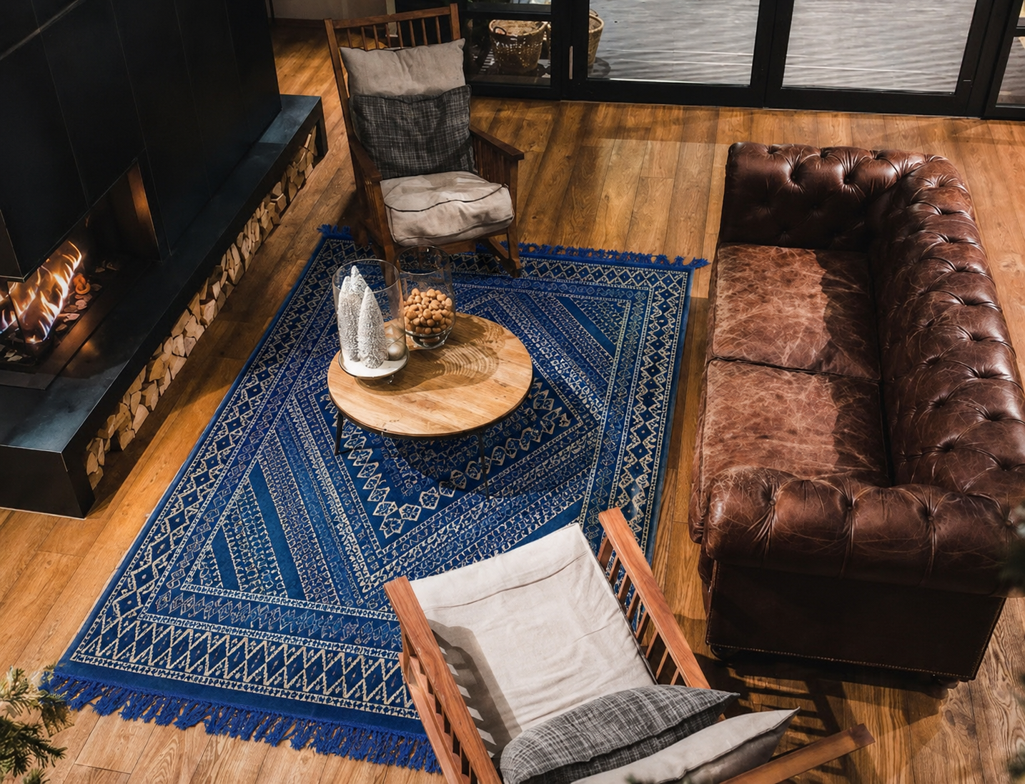 margoum bleu foncé2, tapis artisanal tunisien