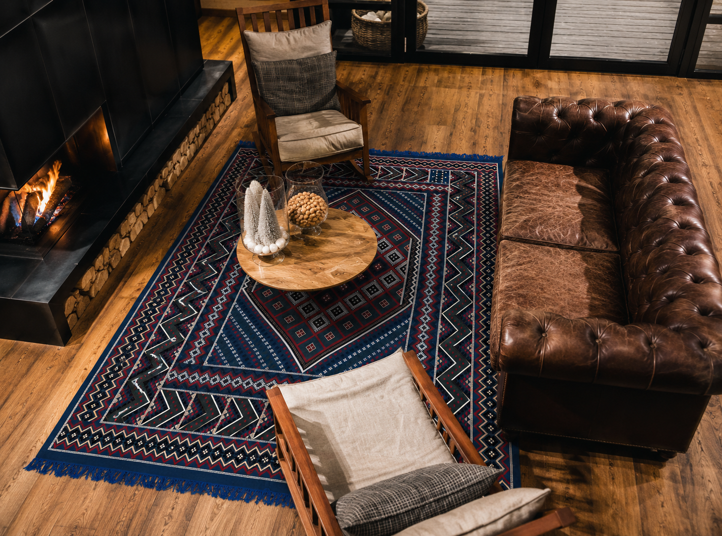 margoum bleu foncé3, tapis artisanal tunisien