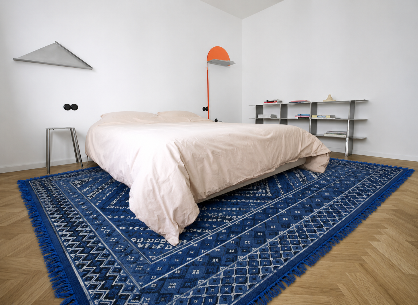 margoum bleu foncé4, tapis artisanal tunisien