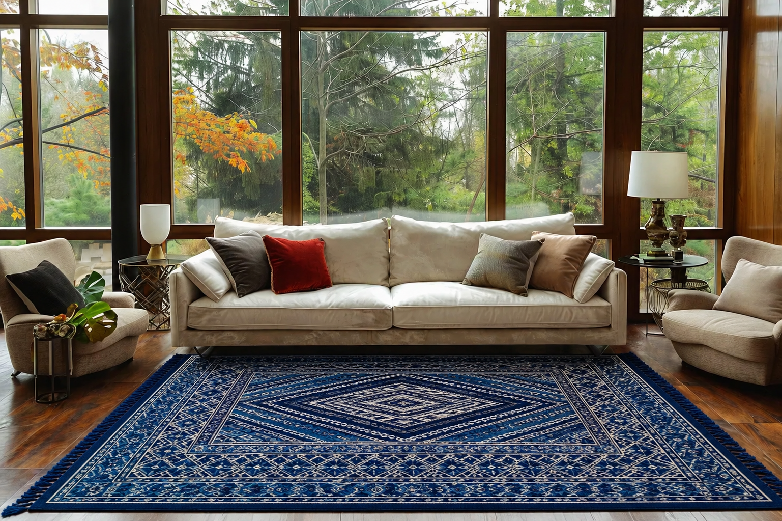 margoum bleu foncé7, tapis artisanal tunisien