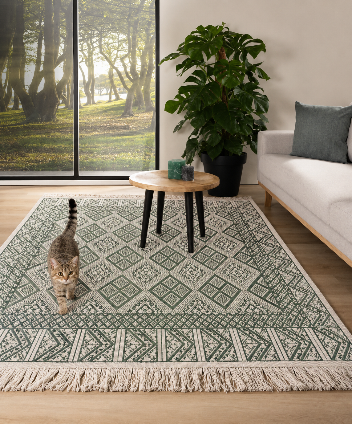 margoum vert, tapis artisanal tunisien