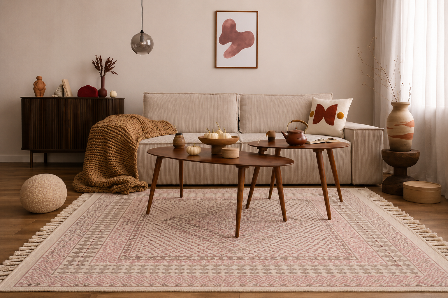 margoum rose, tapis artisanal tunisien