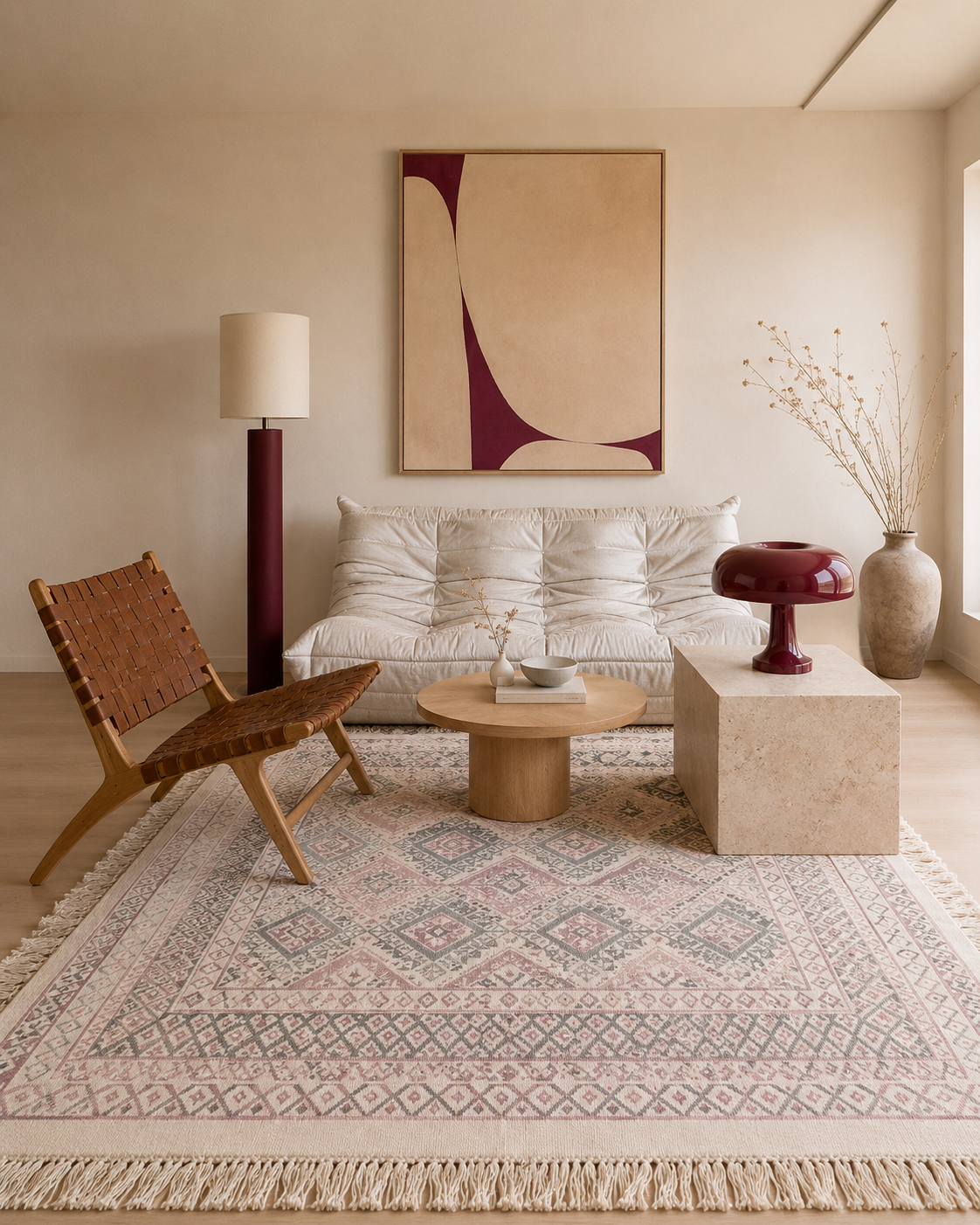 margoum rose1, tapis artisanal tunisien