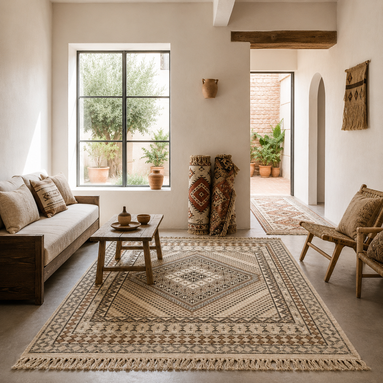 margoum beige1, tapis artisanal tunisien